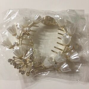 Butterfly and Lily of valley hair claw clip for hair bun